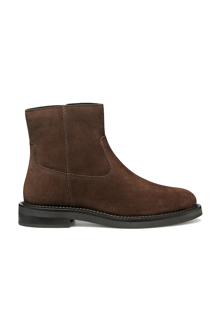Geox cizme din piele întoarsă D SERILDA culoarea maro, cu toc plat, D56WYH 00022 C6006