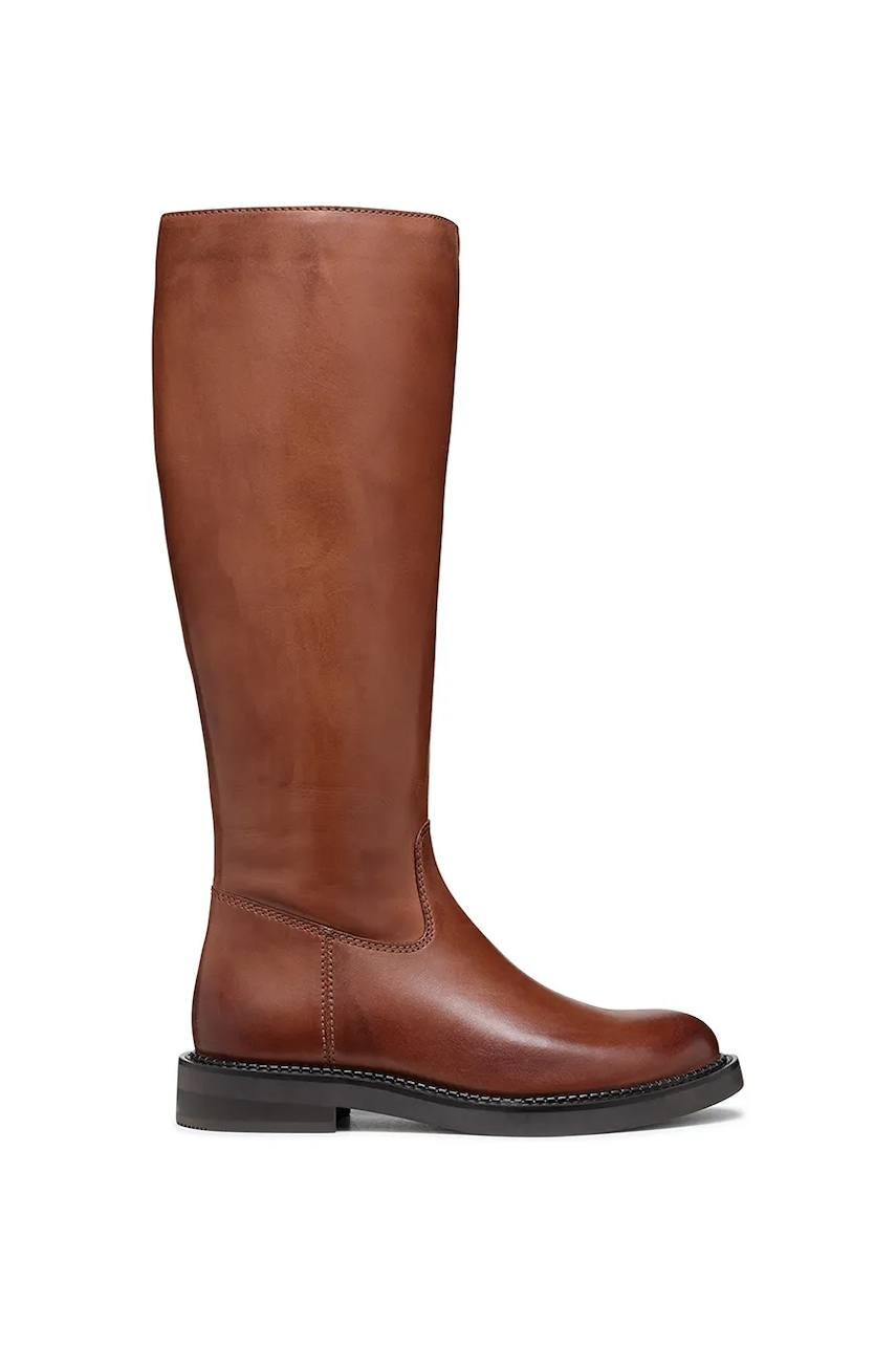 Geox ghete de piele D SERILDA culoarea maro, cu toc plat, D46WYA 00043 C6002 Geox ghete de piele D SERILDA culoarea maro, cu toc plat, D46WYA 00043 C6002