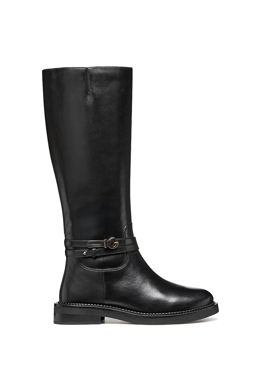 Geox ghete de piele D SERILDA culoarea negru, cu toc plat, D56WYA 00043 C9999