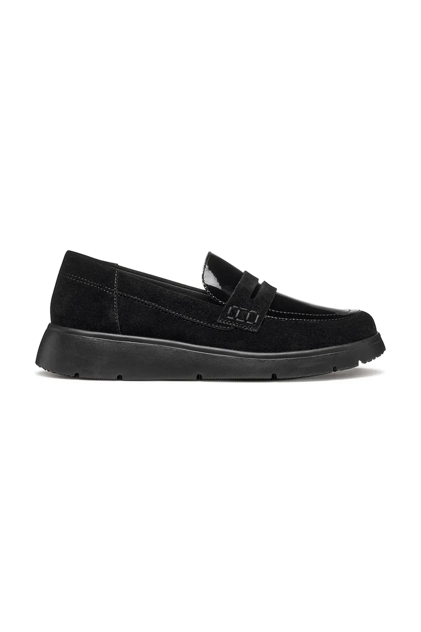 Geox mocasini din piele întoarsă D ARLARA culoarea negru, cu platforma, D46LCB 02266 C9999