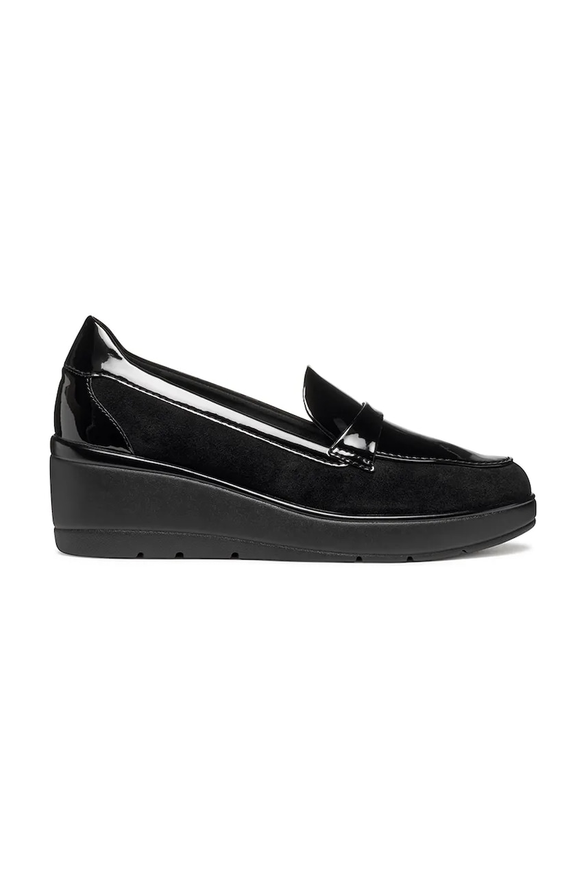 Geox mocasini de piele D ILDE culoarea negru, cu platforma, D46RAB 02202 C9999