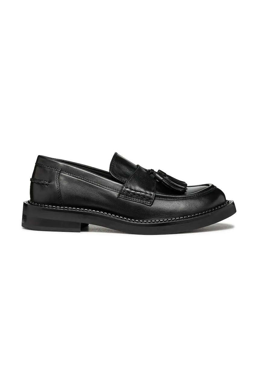 Geox mocasini de piele D SERILDA culoarea negru, cu toc plat, D46WYH 00043 C9999