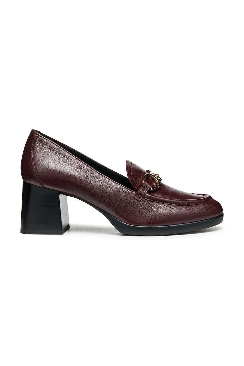 Geox pantofi de piele D WALK PLEASURE 55 culoarea bordo, cu toc drept, D46XBF 00081 C7011