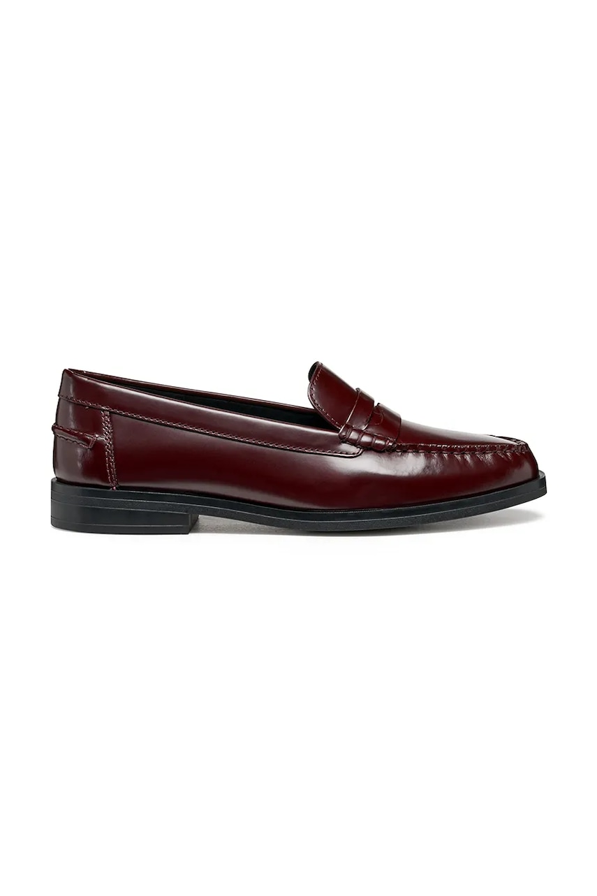 Geox mocasini de piele D CLORIDIE culoarea bordo, cu toc plat, D56XGA 00038 C7011
