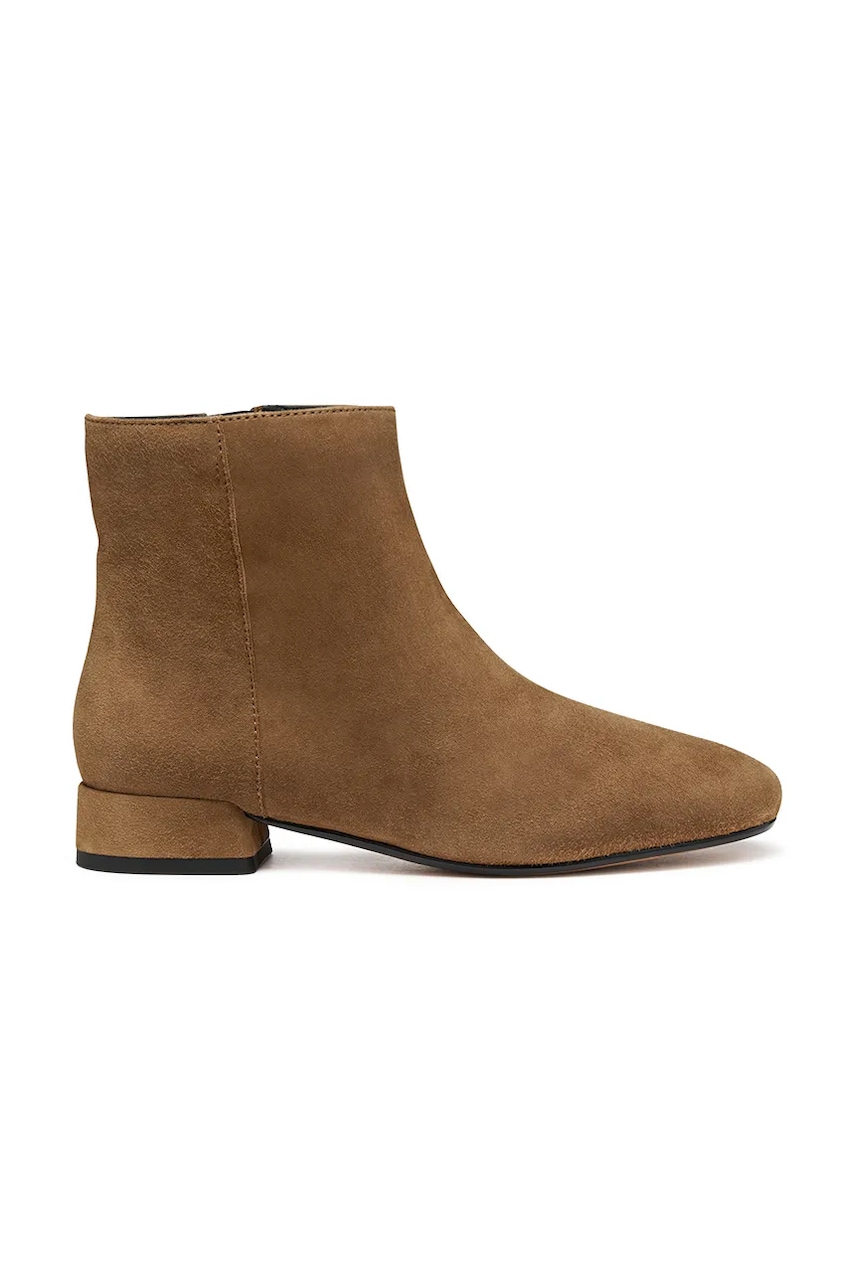 Geox cizme din piele întoarsă D DHYALMA culoarea maro, cu toc plat, D561NA 000ZT C6372