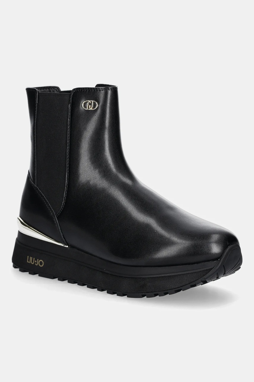 Levně Kožené kotníkové boty Liu Jo LIU JO MAXI WONDER 95 dámské, černá barva, na platformě, BF5001PX24122222