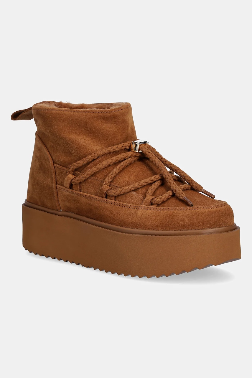Inuikii cizme de zăpadă din piele întoarsă Classic Low Platform culoarea galben, 1001.006.0012.660