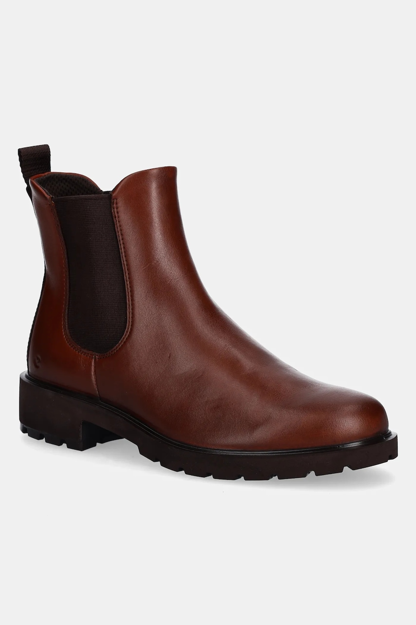 Ecco ghete chelsea de piele Metro Vienna Chelsea culoarea maro, cu toc plat, 231323-01014