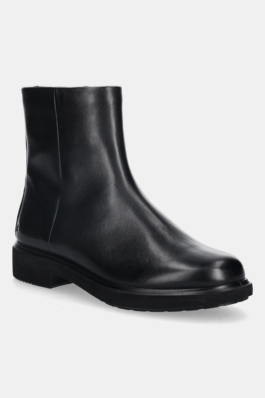 Ecco cizme de piele Metro Amsterdam Clean culoarea negru, cu toc plat, 222063-01001