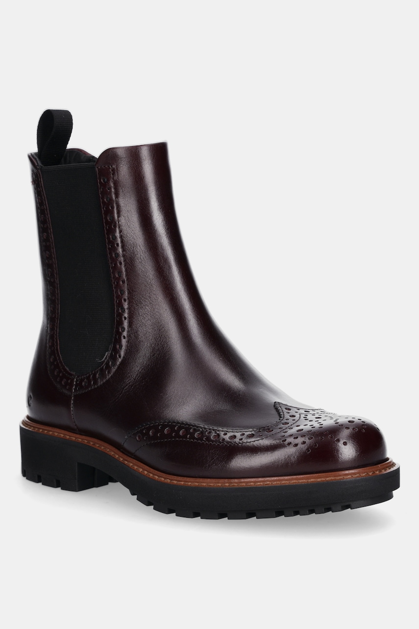 Ecco ghete chelsea de piele Metropole Oslo Chelsea culoarea roșu, cu toc plat, 232883-61291