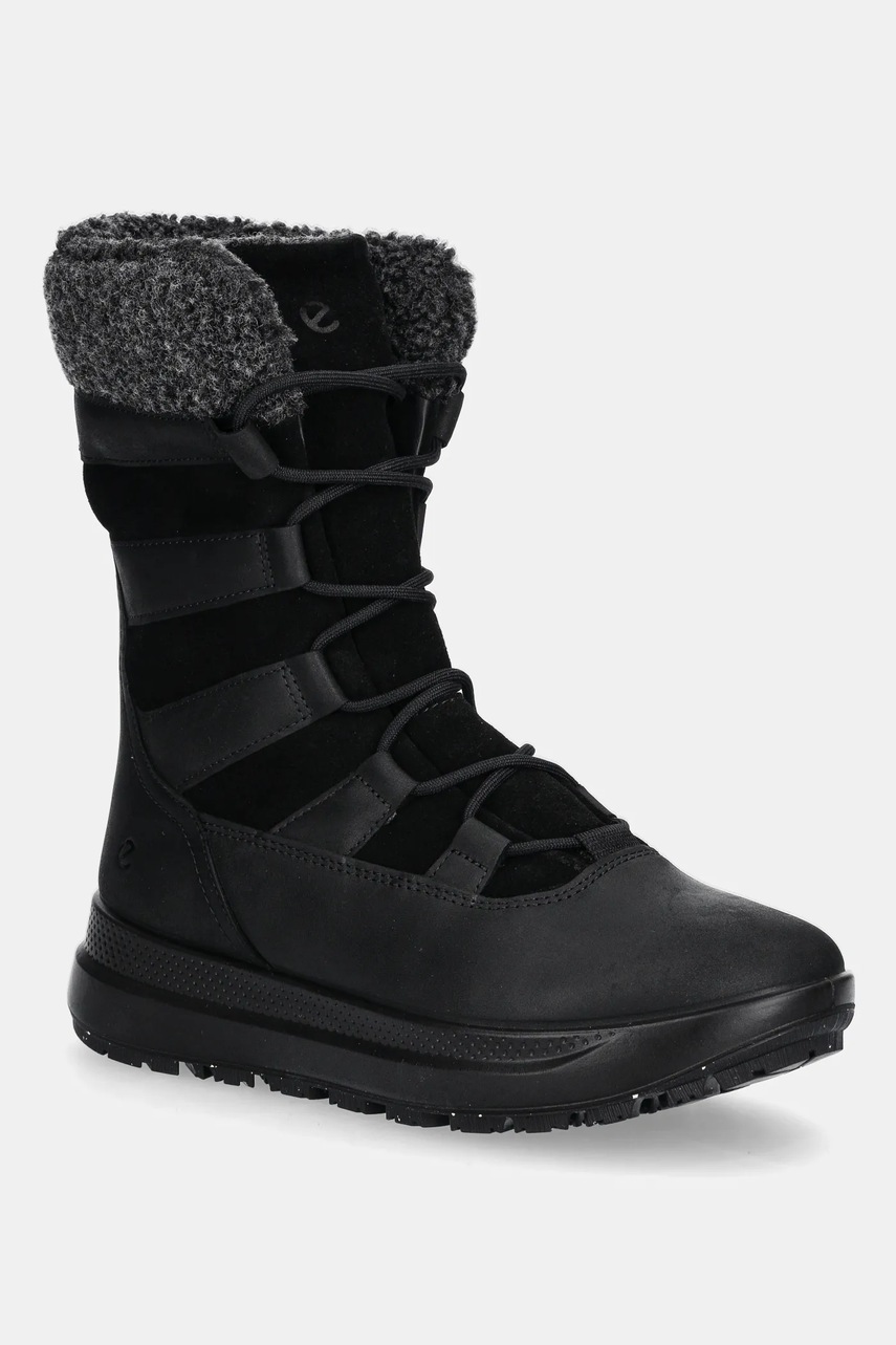Ecco bocanci de piele Solice Mid Wp 200G Pl culoarea negru, 420213-51052