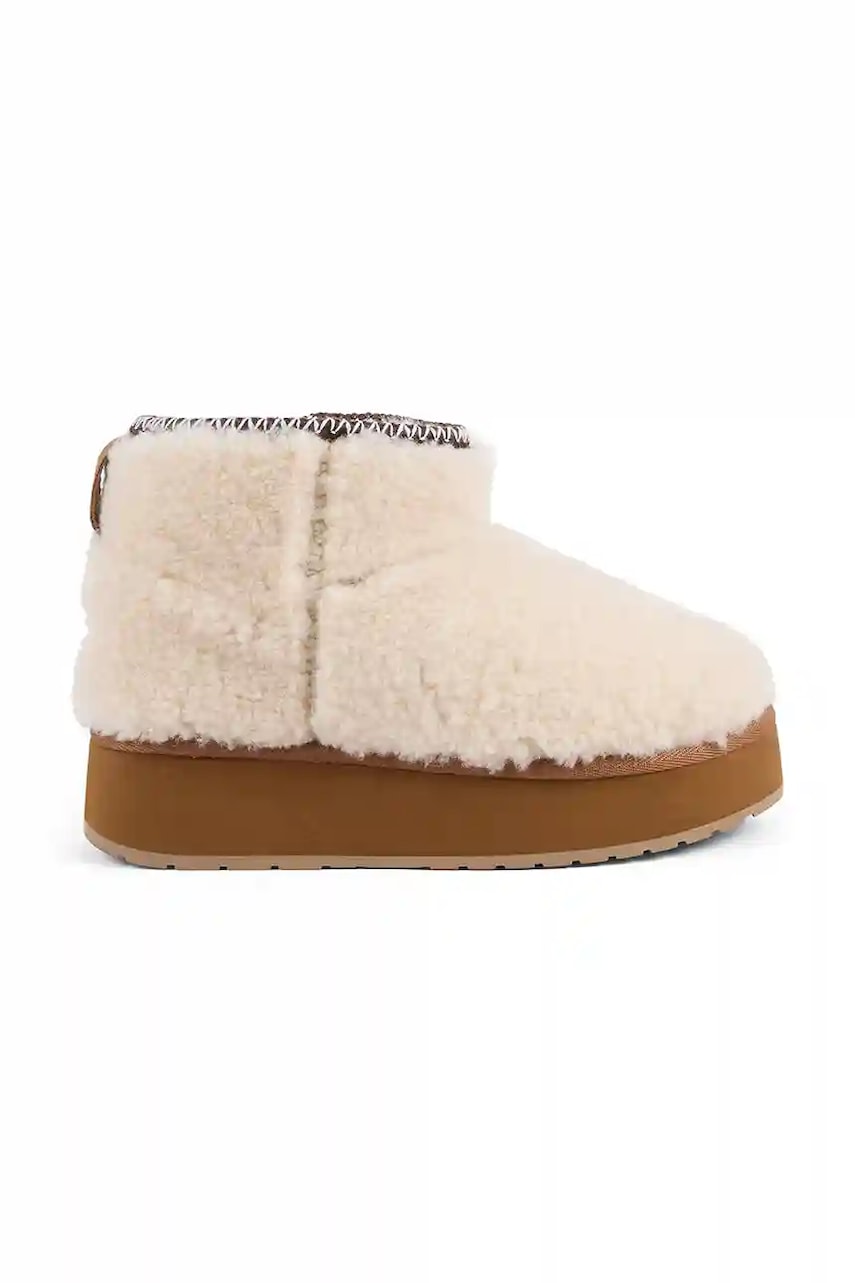 Emu Australia cizme de lână pentru zăpadă Stinger Micro Flatform Teddy culoarea bej, W13187