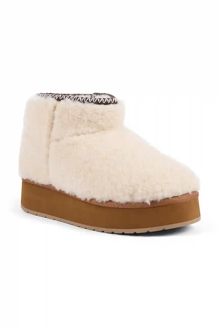 Шерстяные зимние сапоги Emu Australia Stinger Micro Flatform Teddy цвет бежевый W13187