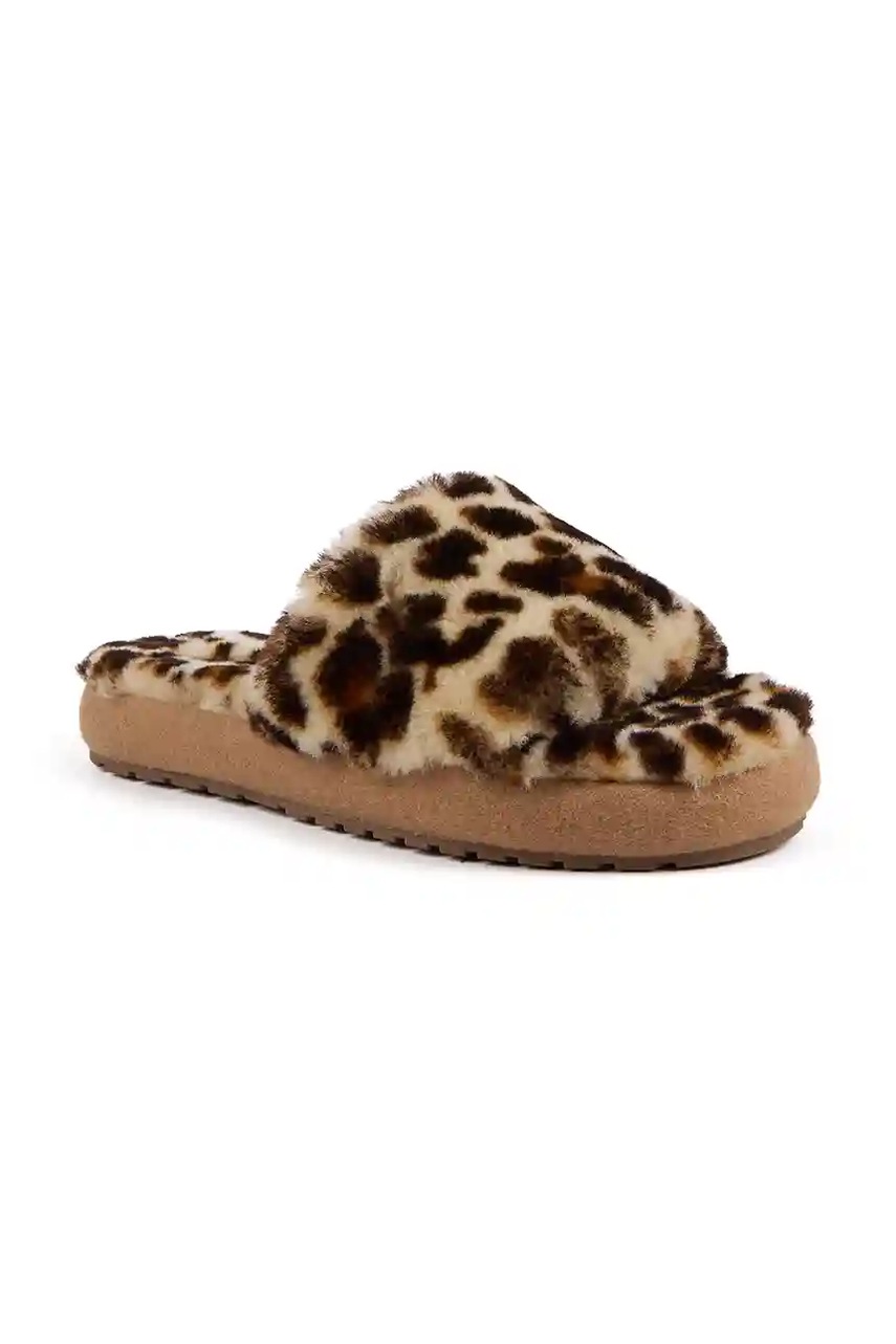 Шерстяные тапочки Emu Australia Mckay Leopard цвет коричневый W13203