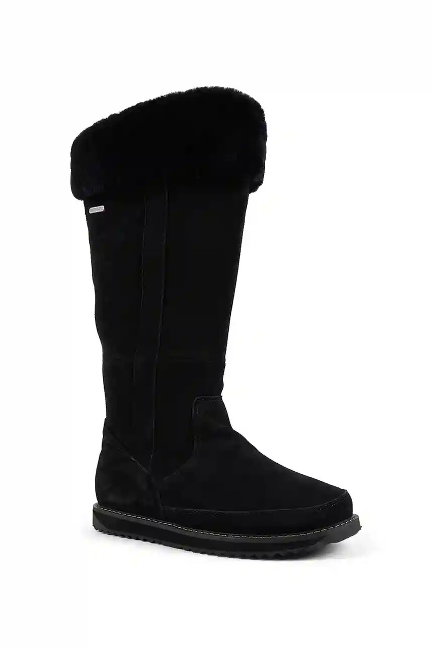 Замшевые сапоги Emu Australia Georgi цвет чёрный на плоском ходу с утеплением W13218