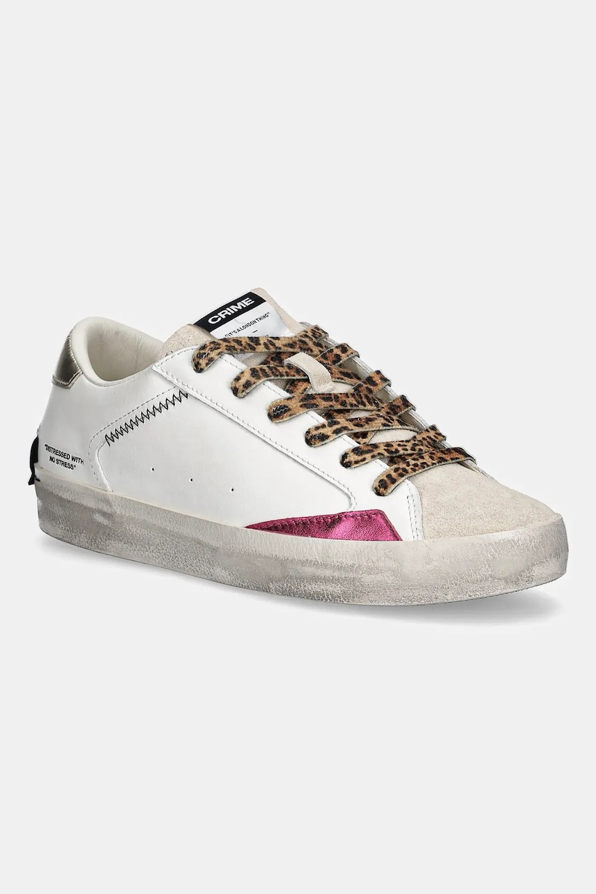 Crime London sneakers din piele DISTRESSED culoarea alb, 25000AA8