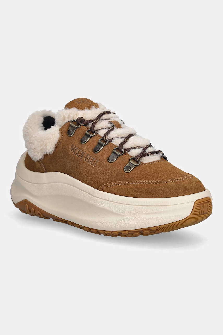 Levně Semišové tenisky Moon Boot MB MOON247 CITY SHEARLING hnědá barva, 80D2490040 M008
