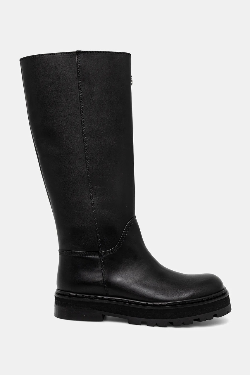 Кожаные сапоги Patrizia Pepe цвет чёрный на платформе 8Y0135 L048 FB30