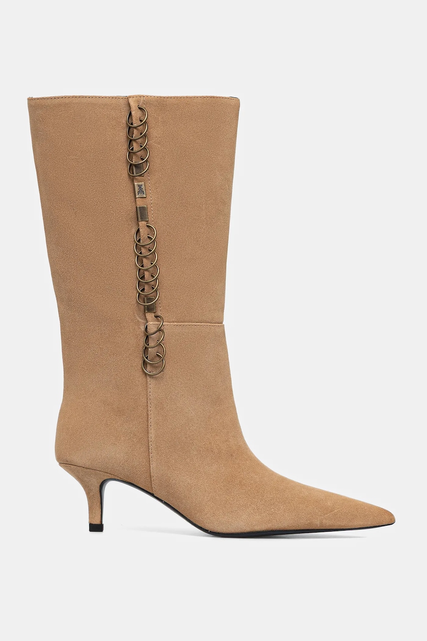 Замшевые сапоги Patrizia Pepe цвет бежевый на шпильке 8Y0138 L033 B768 Замшевые сапоги Patrizia Pepe цвет бежевый на шпильке 8Y0138 L033 B768