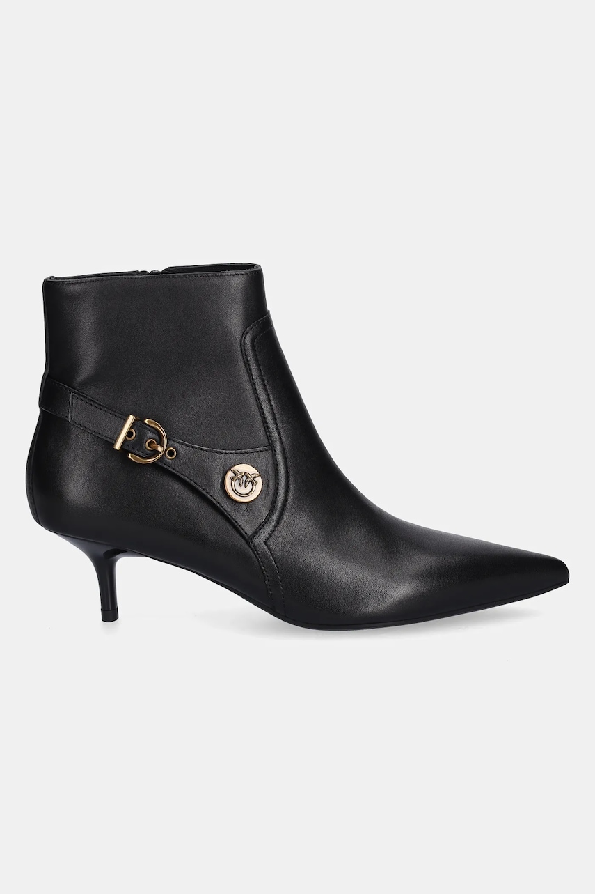 Кожаные полусапожки Pinko Gloria 14 цвет чёрный на шпильке SD0367P087Z99 Кожаные полусапожки Pinko Gloria 14 цвет чёрный на шпильке SD0367P087Z99