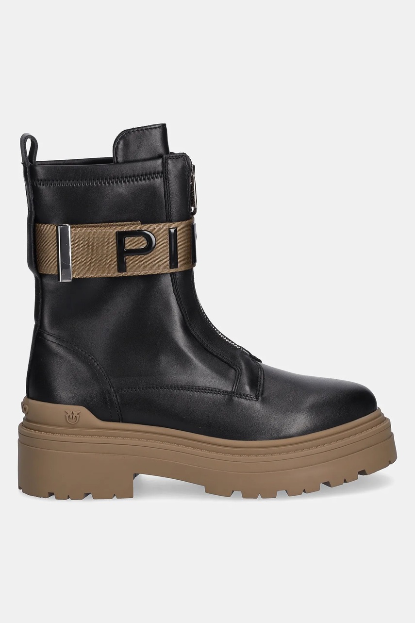 Кожаные полусапожки Pinko Mia 13 цвет чёрный на платформе SD0219P061Z99