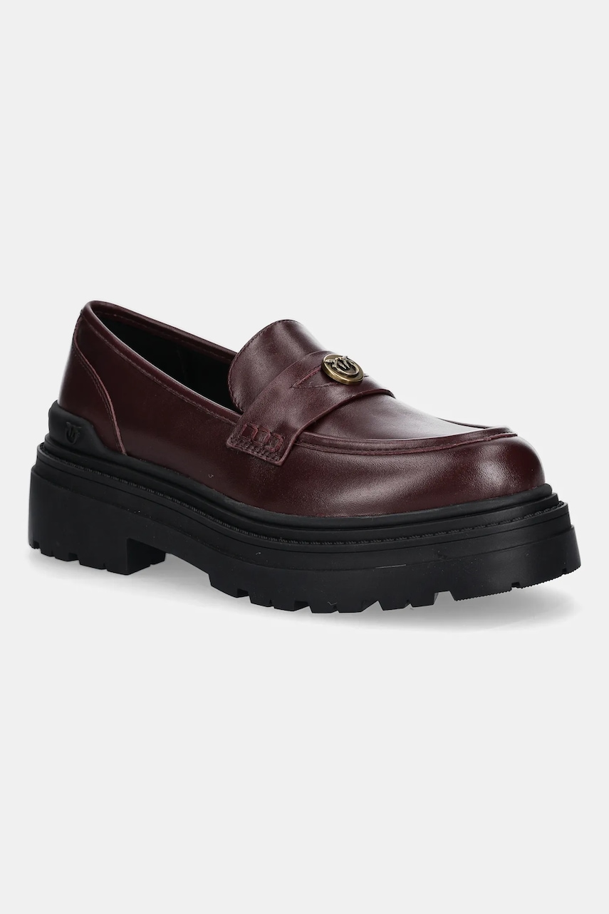 Pinko mokasyny Mia 24 damskie kolor bordowy na platformie SD0403P001P61