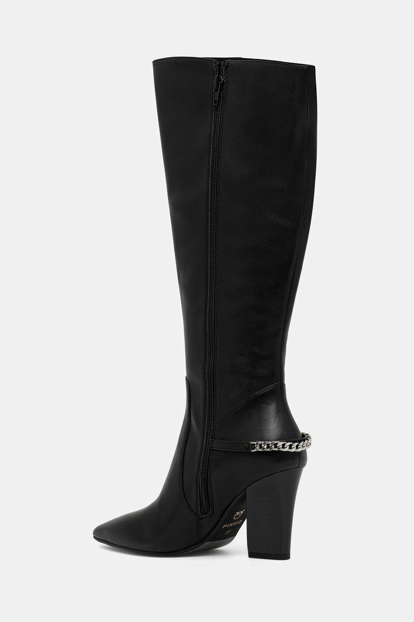 Δερμάτινες μπότες Pinko Viola 03 γυναικεία, χρώμα: μαύρο, SD0419P087Z99 φωτογραφία