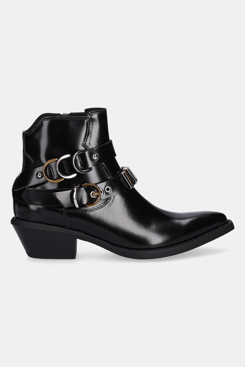 Кожаные полусапожки Pinko Tex 13 цвет чёрный каблук кирпичик SD0343P114Z99 Кожаные полусапожки Pinko Tex 13 цвет чёрный каблук кирпичик SD0343P114Z99