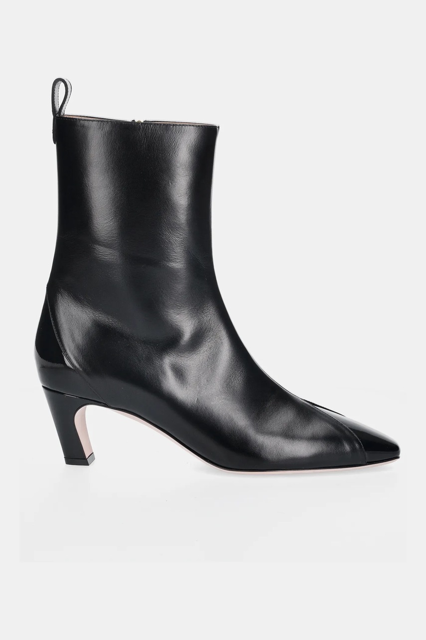 Кожаные полусапожки Bally SELISKA 55 цвет чёрный каблук кирпичик WB5518