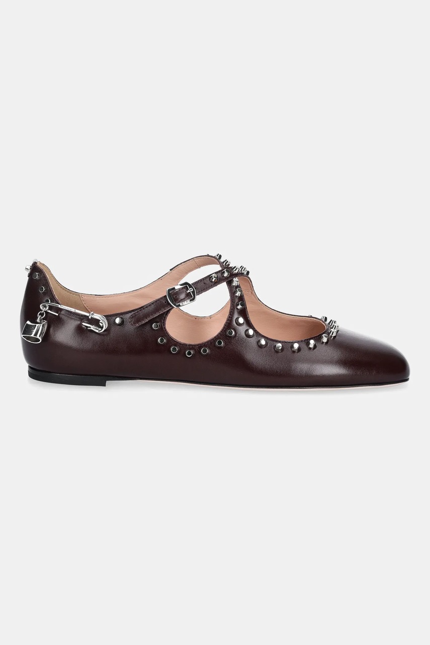 Кожаные балетки Bally BELISKA-STUDS цвет бордовый  WA051M