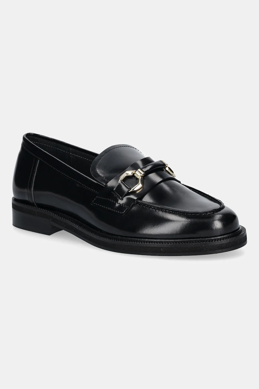 Jonak mocasini de piele DROP CUIR GLACE culoarea negru, cu toc plat, 3700202