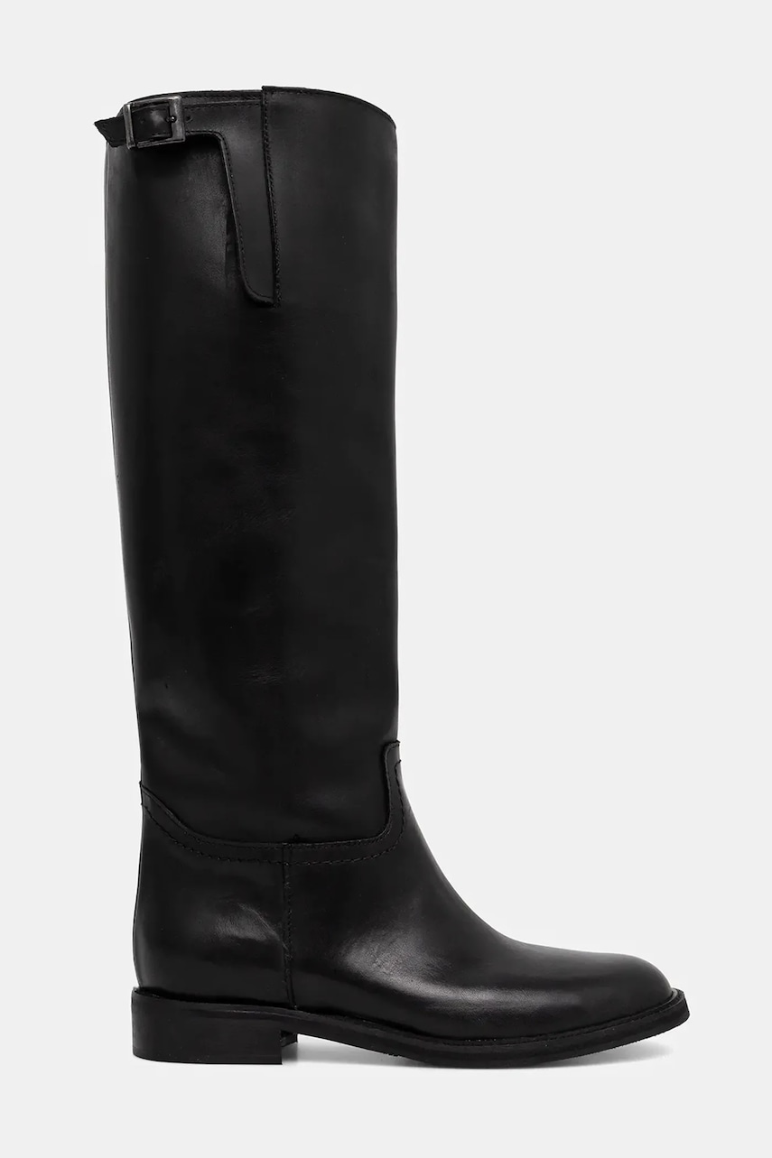 Кожаные сапоги Jonak ROMANE CUIR цвет чёрный на плоском ходу 3700113