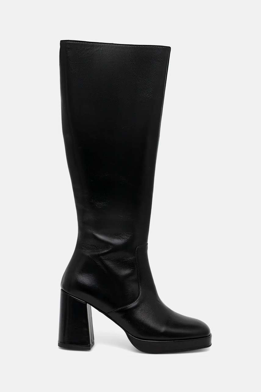 Кожаные сапоги Jonak VENDOME CUIR цвет чёрный каблук кирпичик 3500102