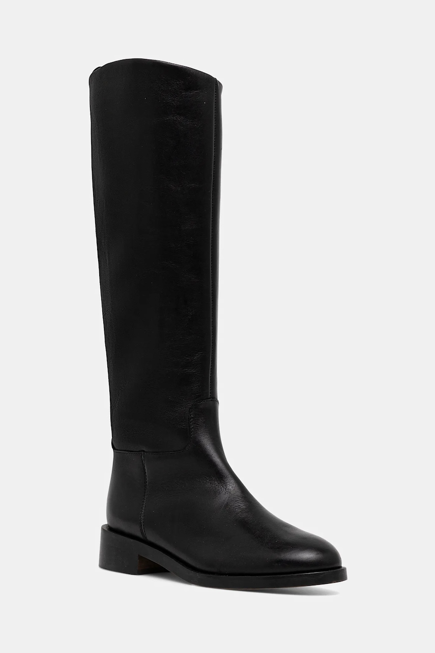 Jonak ghete de piele MACARON CUIR culoarea negru, cu toc plat, 3300016/H22