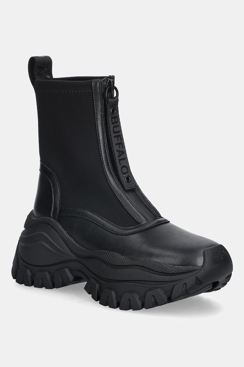 Buffalo botine Lola Front Zip culoarea negru, cu platformă, 1270140-BLK