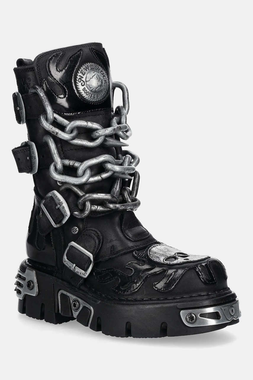 New Rock bocanci de piele culoarea negru, cu platforma, M-727-S5