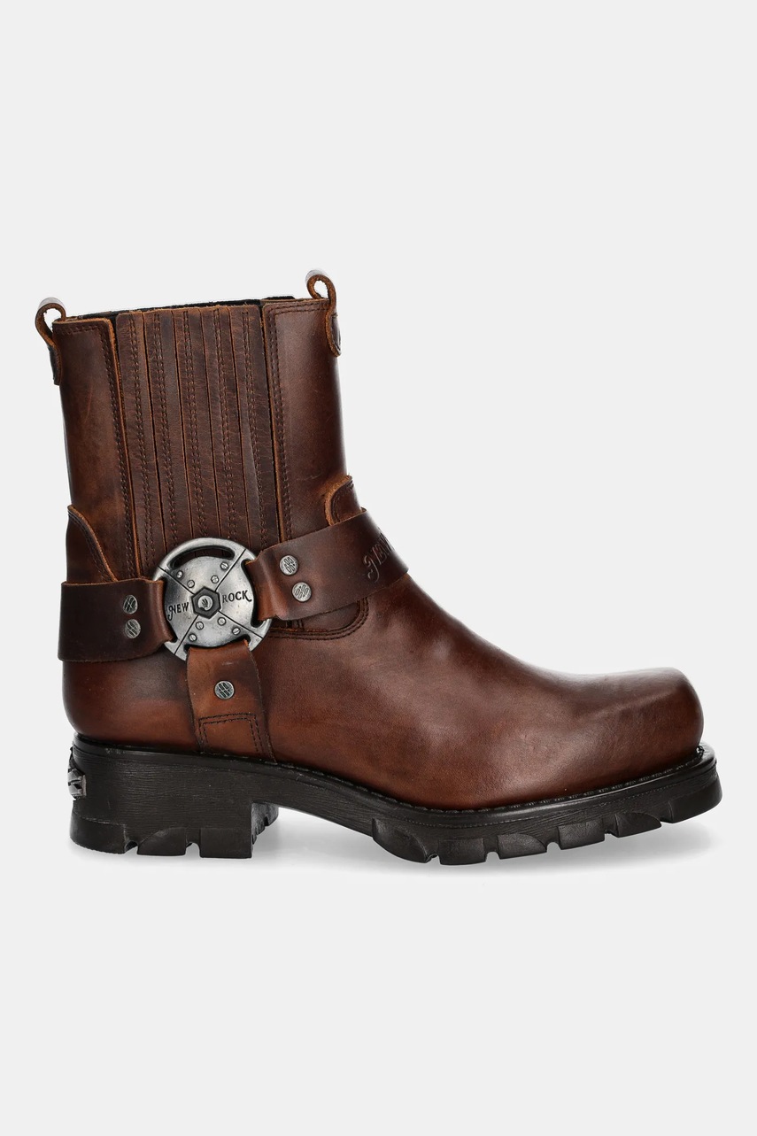 Кожаные полусапоги New Rock Alaska Cuero, Motorcycle Marron цвет коричневый на платформе M-7605-S20