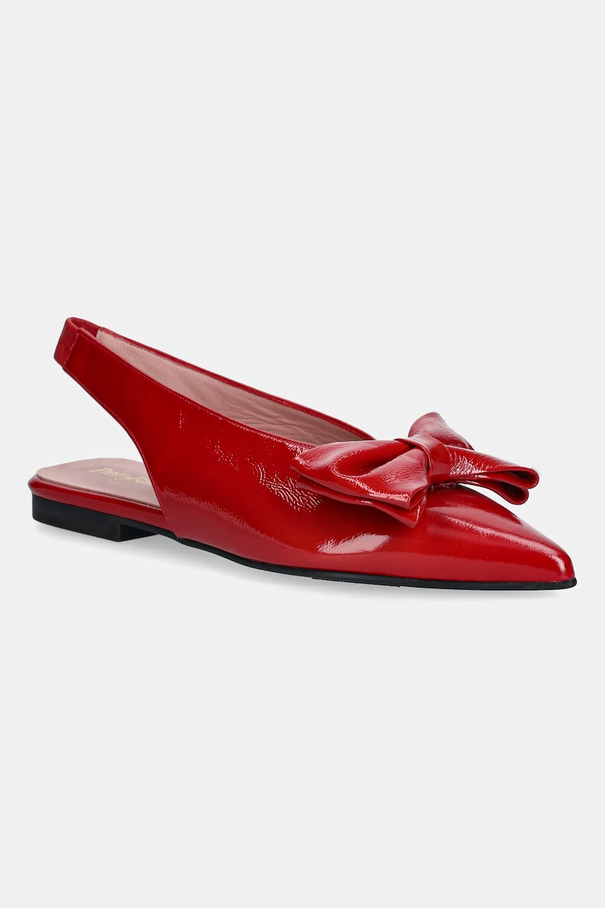 Pretty Ballerinas balerini de piele Yvette culoarea roșu, cu toc deschis, 52618_001