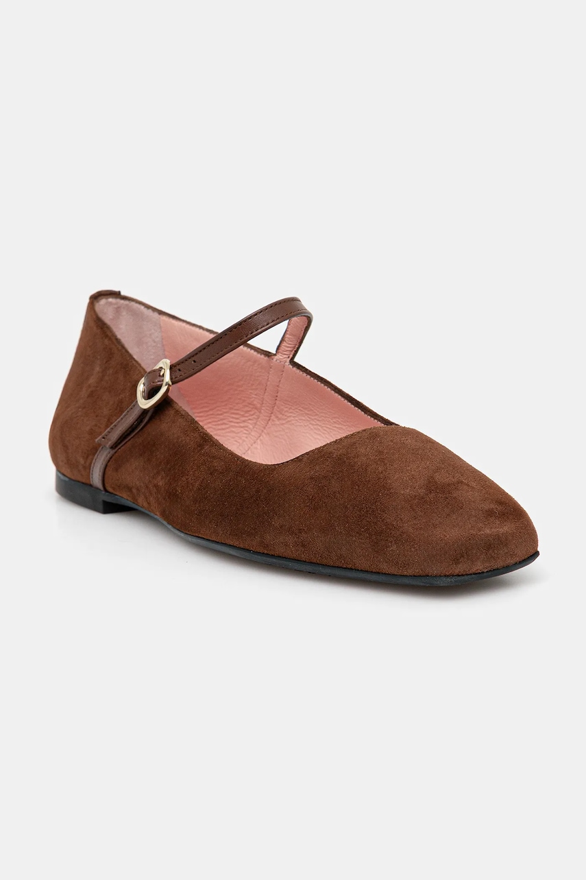 Pretty Ballerinas balerini din piele întoarsă Camille culoarea maro, 52217_002