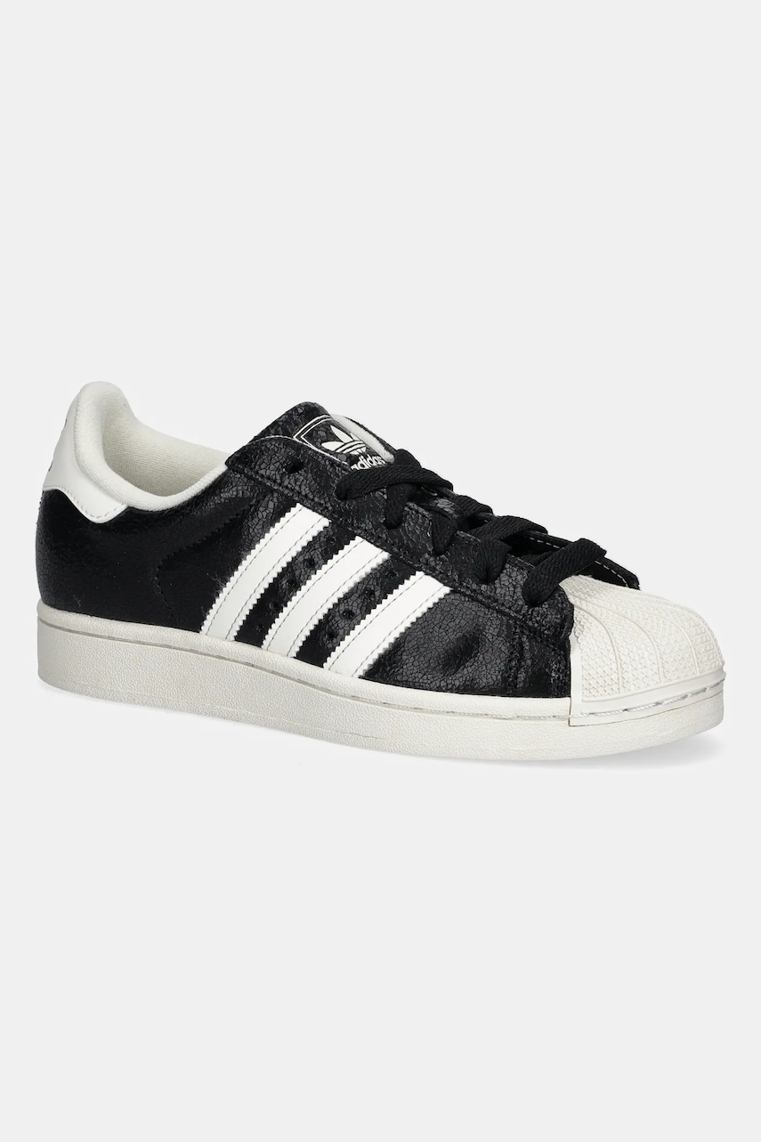 Levně Kožené tenisky adidas Originals Superstar II dámské, černá barva, JS4014