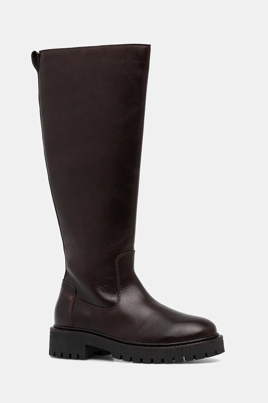 Marc O'Polo ghete de piele Phia culoarea maro, cu toc plat, 50818098001100