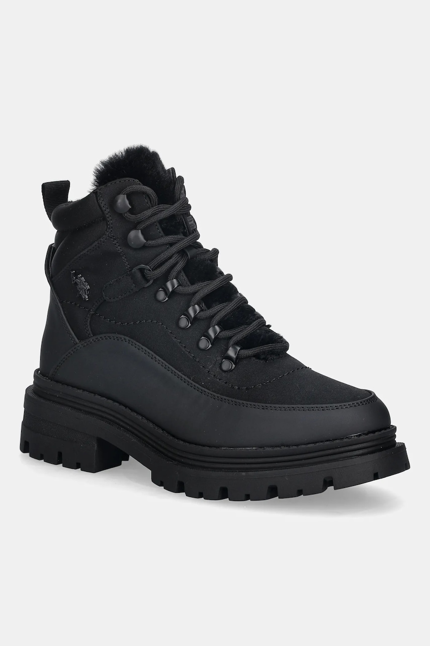 U.S. Polo Assn. botine ALICYA001A culoarea negru, cu toc plat, izolat, ALICYA001W/EHY2