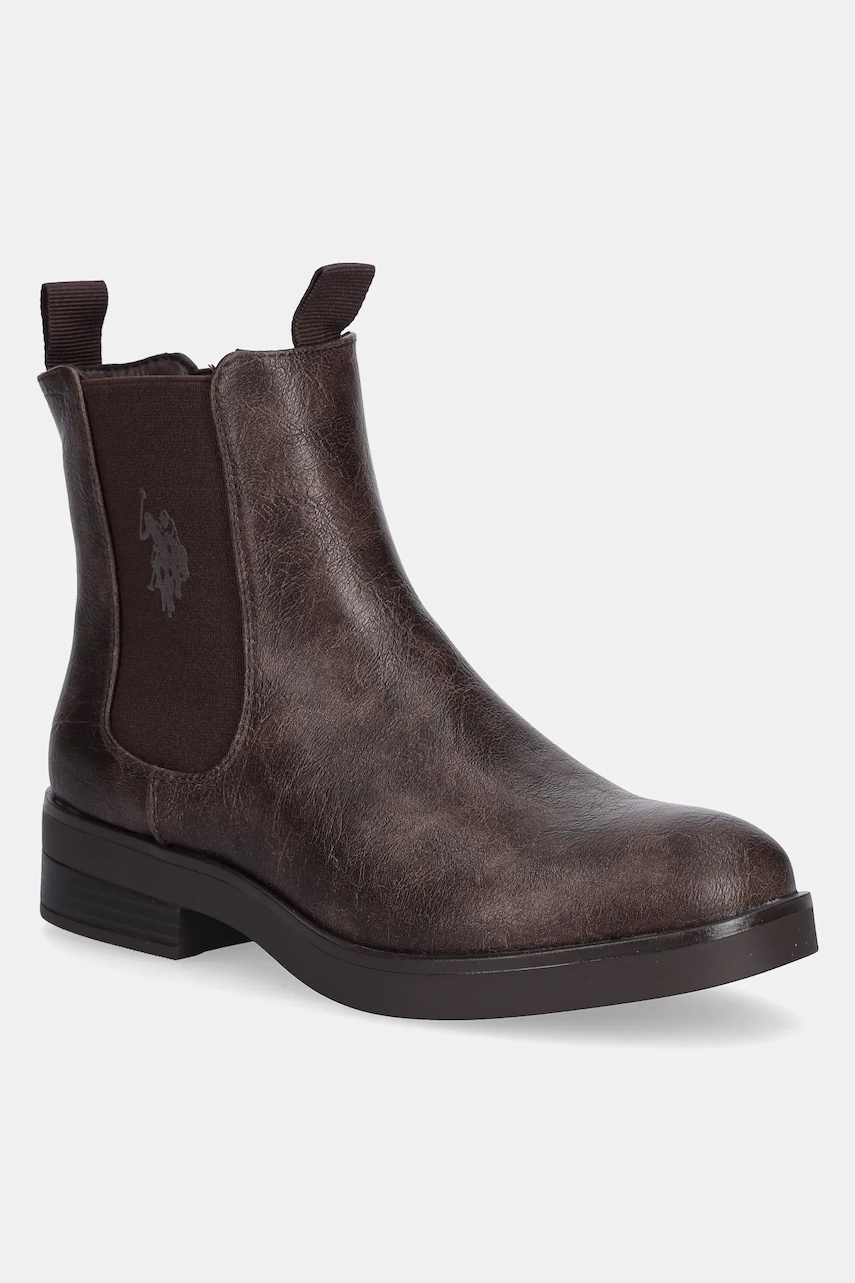 U.S. Polo Assn. cizme YLENIA003 culoarea maro, cu toc plat, YLENIA003W/EY1