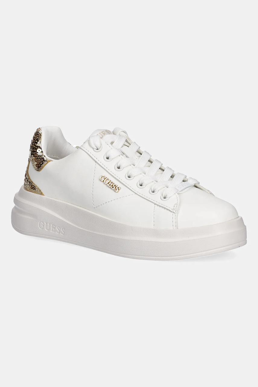Levně Kožené tenisky Guess ELBINA10 dámské, bílá barva, FLFE10 ELE12