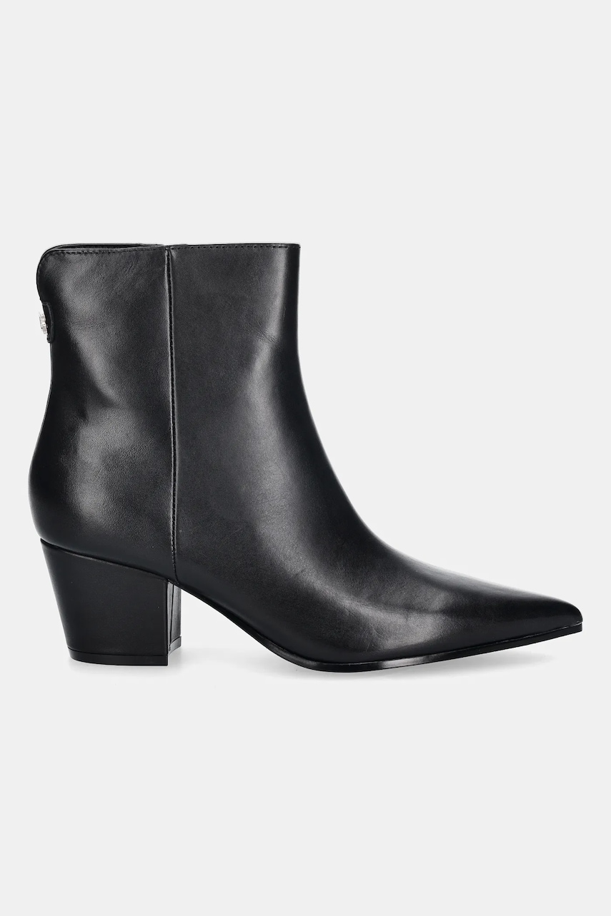 Кожаные полусапожки Guess HALISA цвет чёрный каблук кирпичик FLFHAL LEA10 Кожаные полусапожки Guess HALISA цвет чёрный каблук кирпичик FLFHAL LEA10