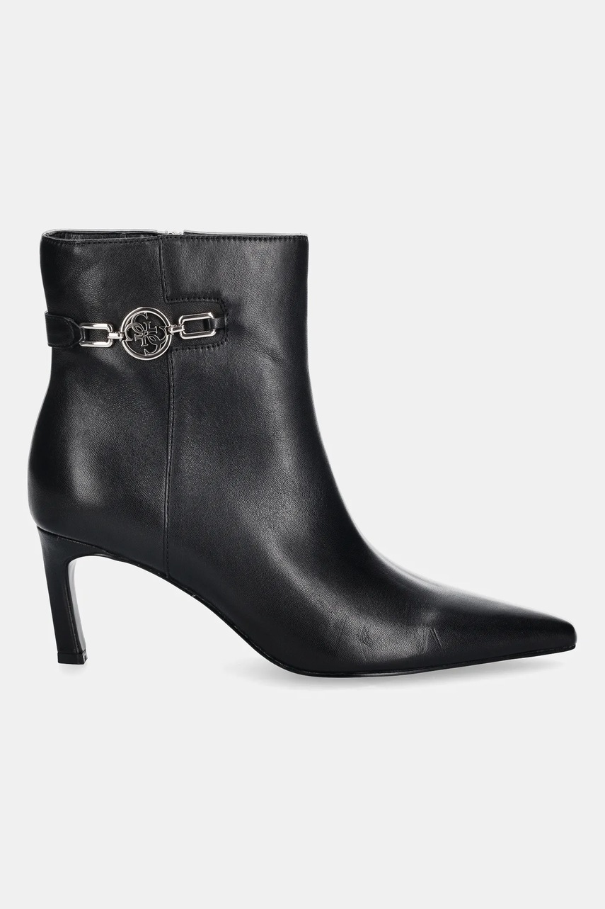 Кожаные полусапожки Guess PAISLIE цвет чёрный на шпильке FLFPAI LEA10