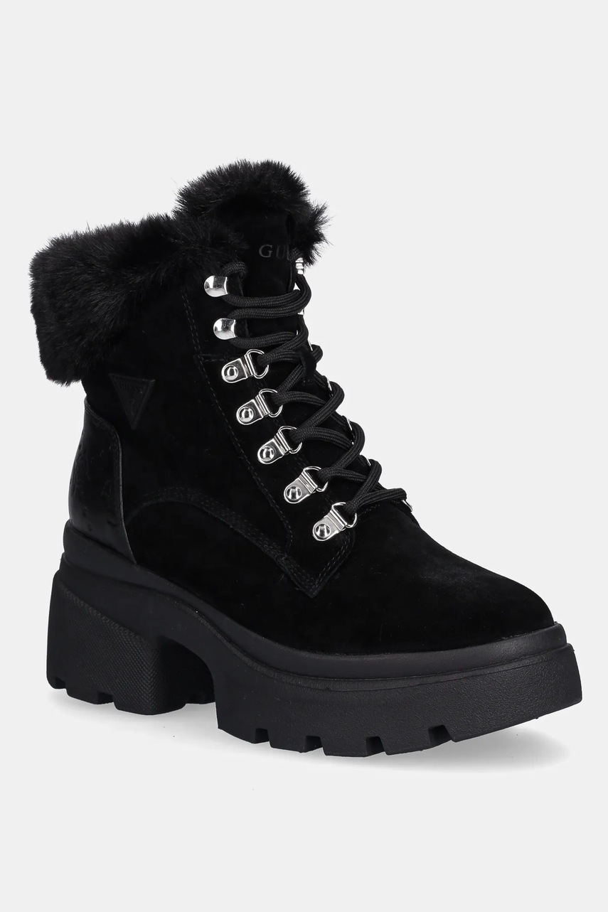 Levně Nízké kozačky Guess YARELI černá barva, na podpatku, zateplené, FLFYRL SUE10