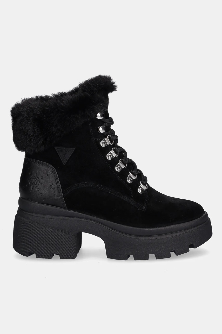 Полусапожки Guess YARELI цвет чёрный каблук кирпичик с утеплением FLFYRL SUE10