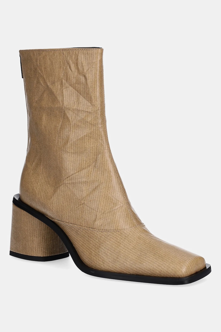 Kenzo cizme de piele Kimi Ankle Boots culoarea bej, cu toc drept, FF62BT120L06.87