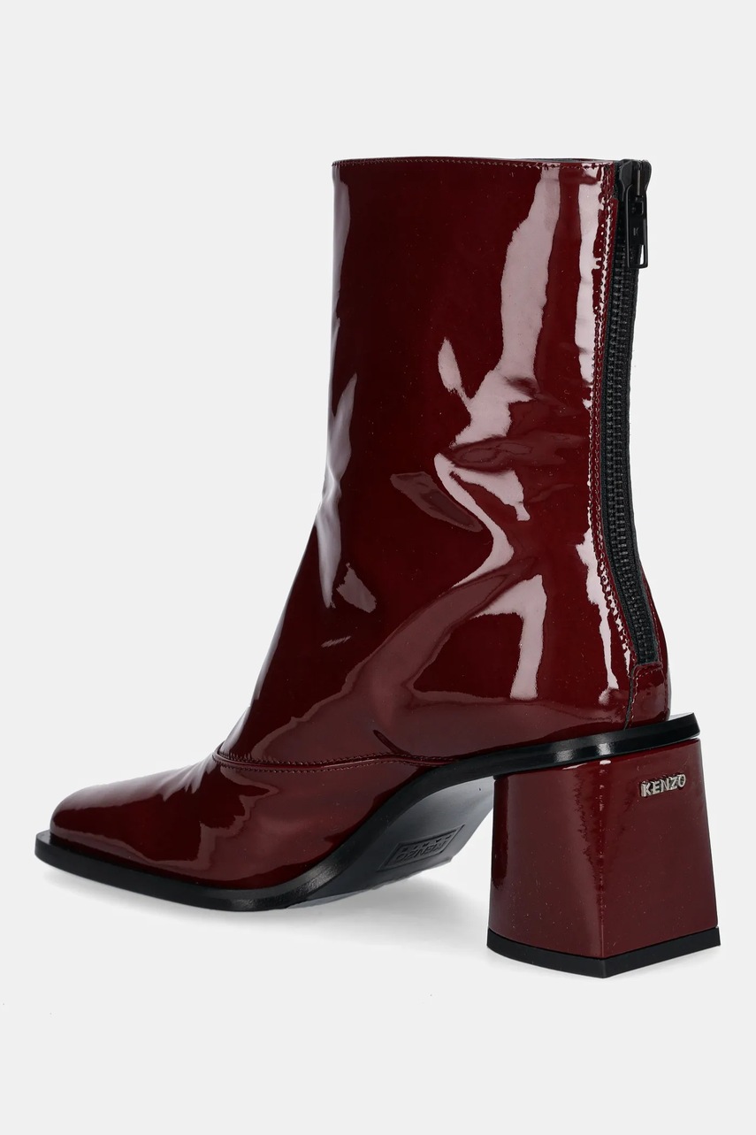 Kenzo bőr csizma Kimi Ankle Boots bordó, magassarkú, FF62BT120L69.22 termék 2. képe